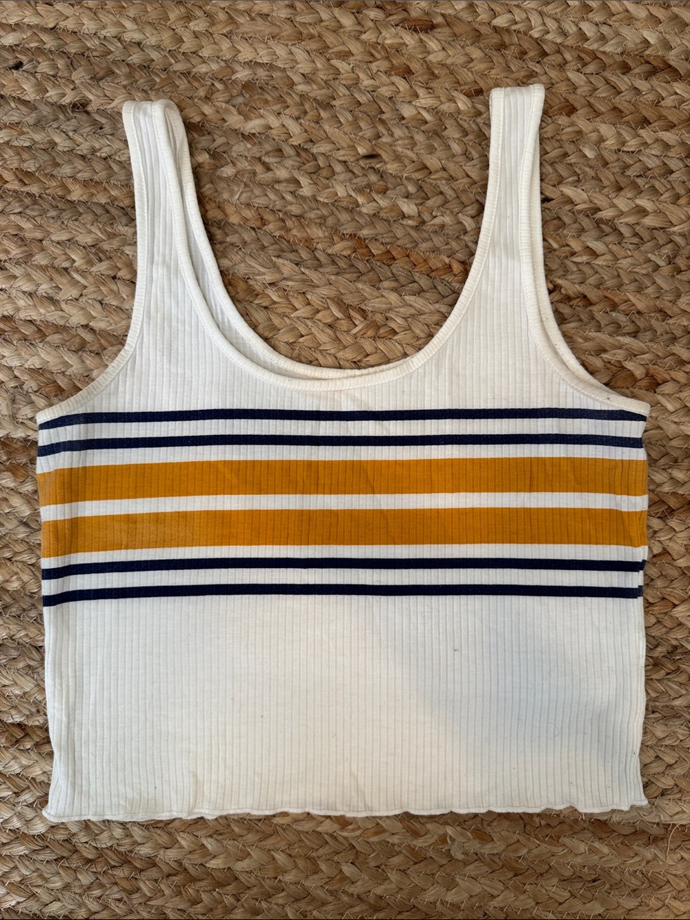 PacSun Ribbed Crop Tank in White, Mustard & Navy
